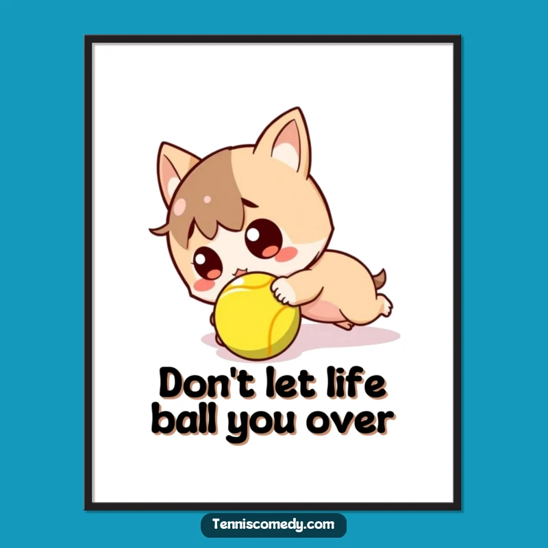 Funny Free Printable Wall Art: Surprised Kawaii Tennis Player Downloadable Decor