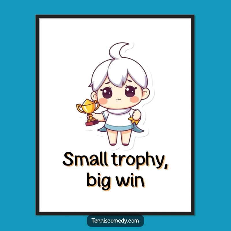Free Printable Wall Art: Tiny Trophy Tennis Character Art Downloadable Humorous Decor