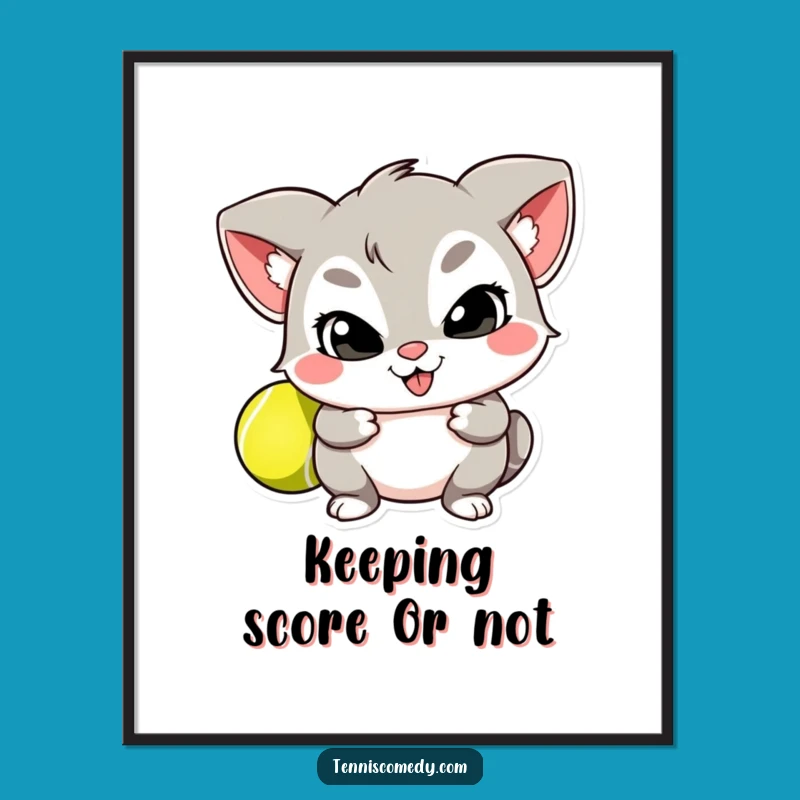 Funny Free Printable Wall Art: Mischievous Tennis Ball Character - Quirky Downloadable Decor