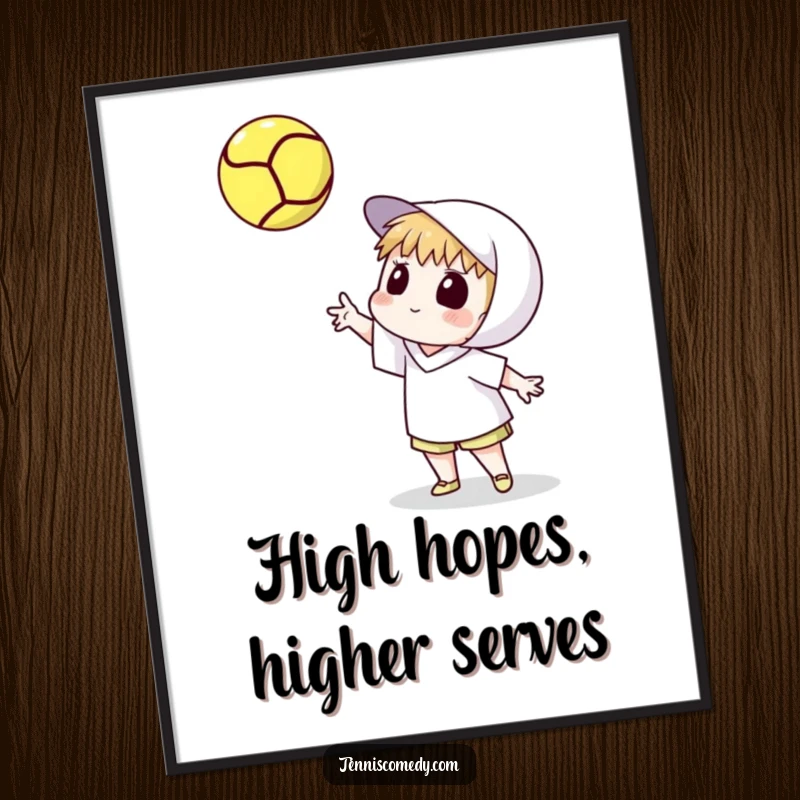 Funny Free Printable Wall Art: Tennis Ball Captured Mid-Spin by Watching Character - Playful Sports Decor.