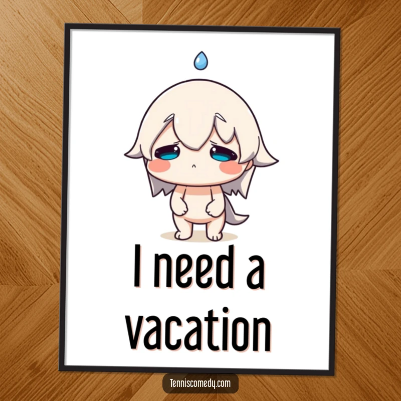 Funny Free Printable Wall Art: A character with a comically large sweat drop flying from its brow, looking stressed.