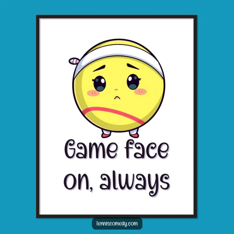 Free Printable Wall Art: Determined Tennis Ball, Funny Humorous Downloadable Decor