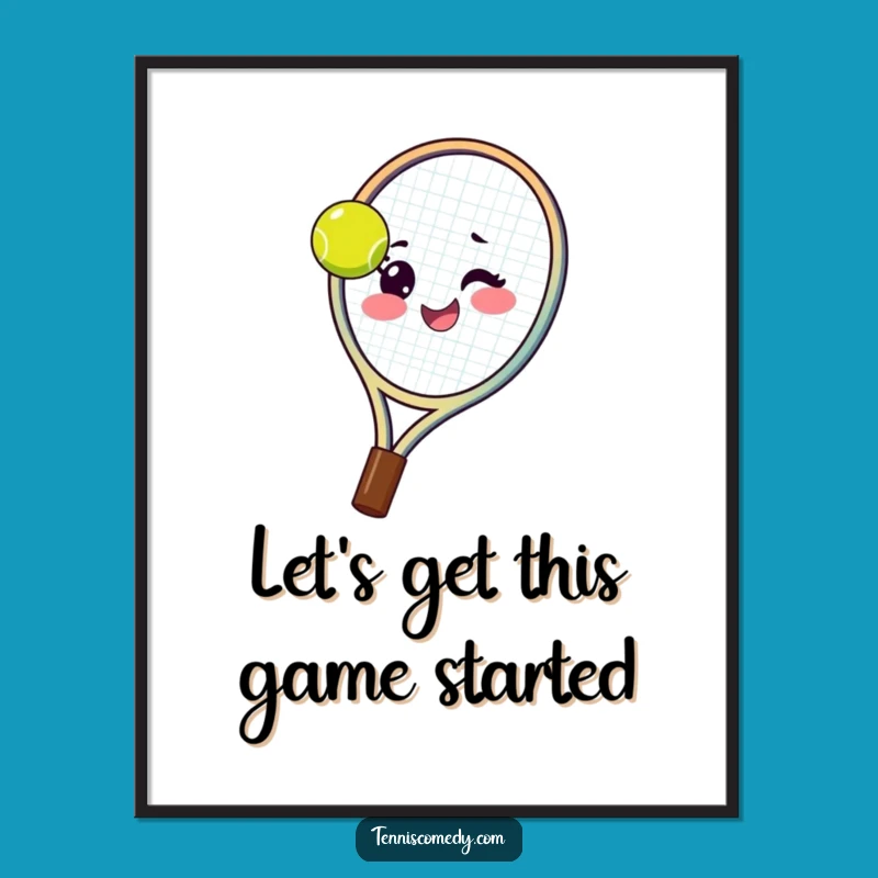 Free Printable Wall Art: Winking Tennis Racket, Funny Humorous Downloadable Decor
