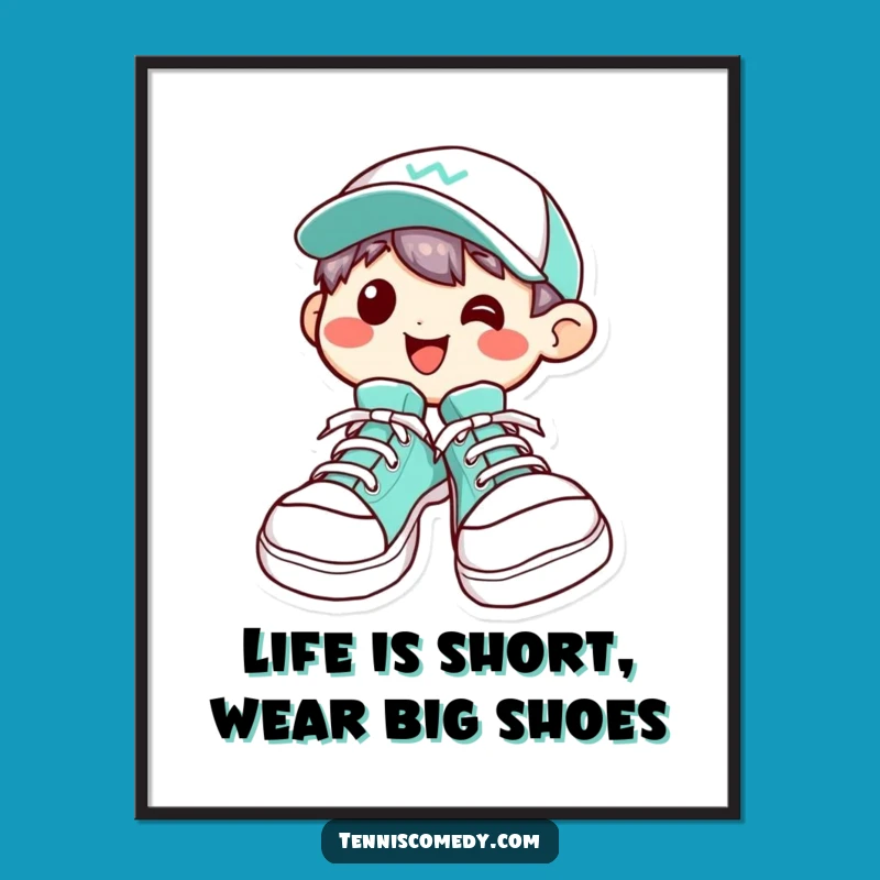 Free Printable Kawaii Tennis Shoe Art: Funny Character Wall Decor Downloadable