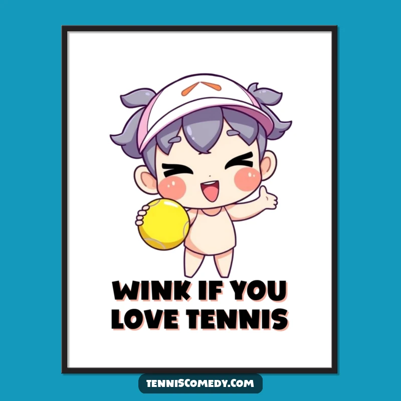 Free Printable Goofy Wink Tennis Serve Wall Art Funny Downloadable Gift