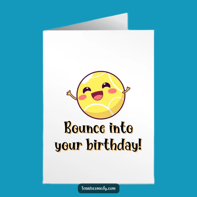 Free Printable Birthday Card: Bouncing Tennis Ball, Funny Downloadable Gift for Athletes