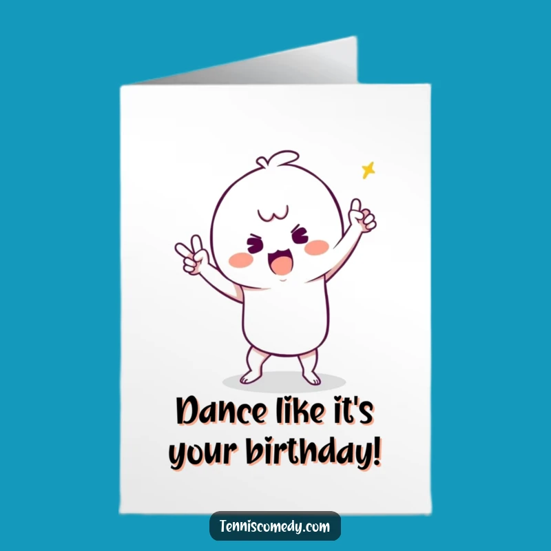 Free Printable Birthday Card: Silly Dance Kawaii Tennis Player Funny Downloadable Gift