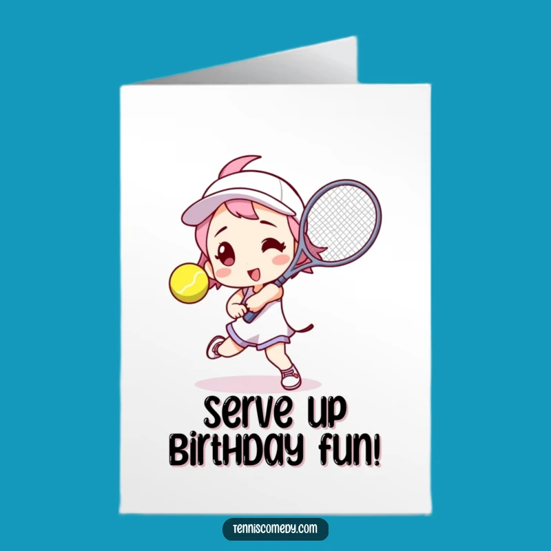 Free Printable Birthday Card: Tennis Ace Serving, Funny Downloadable Greeting