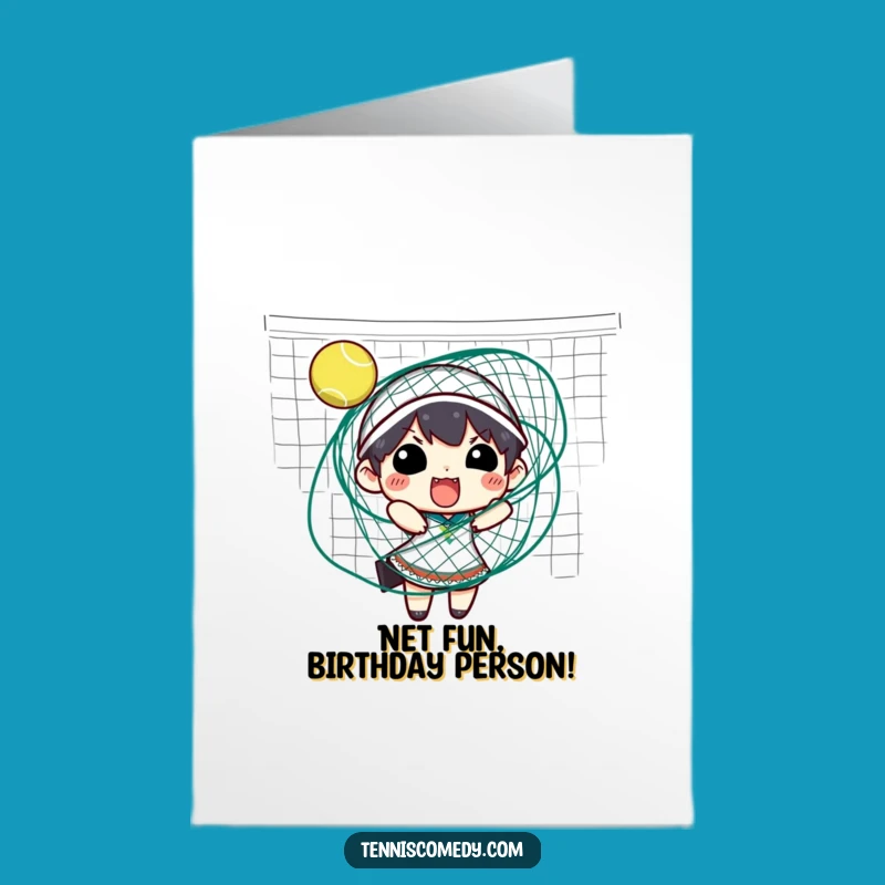 Free Printable Birthday Card: Tangled Tennis Player - Funny Sports Downloadable Gift