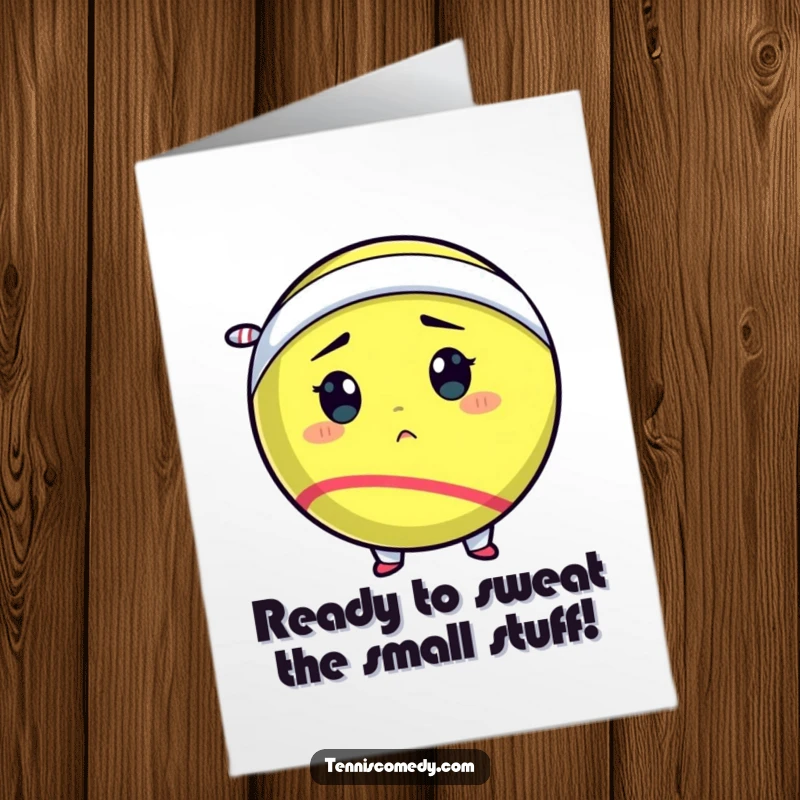 Funny Free Printable Birthday Card: A determined tennis ball wearing a tiny sweatband, ready to conquer the day.