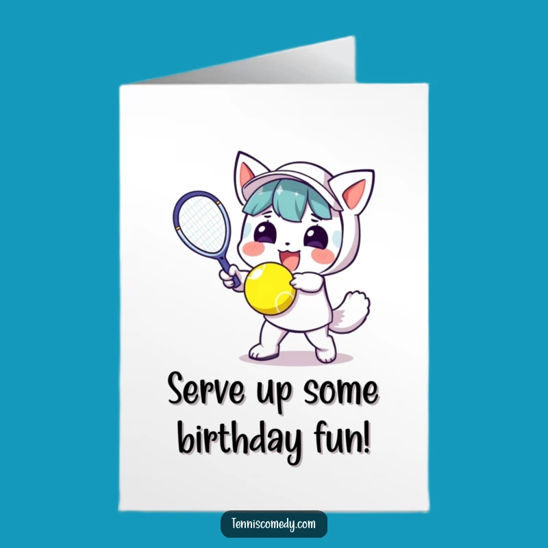 Free Printable Birthday Card: Funny Kawaii Tennis Champ, Downloadable Gift
