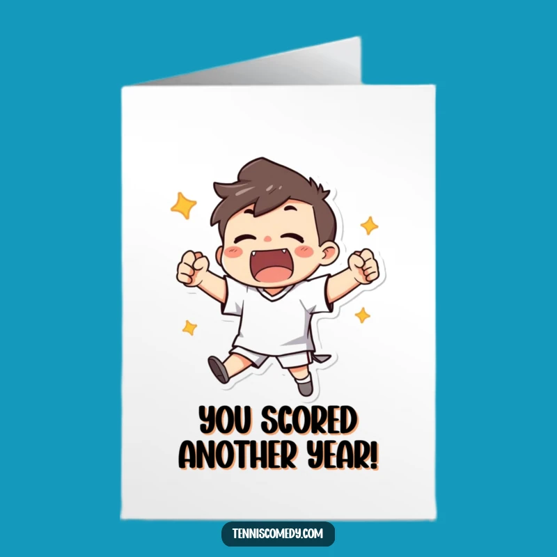 Free Printable Birthday Card: Scoring Champ Character - Victory Celebration Downloadable Gift