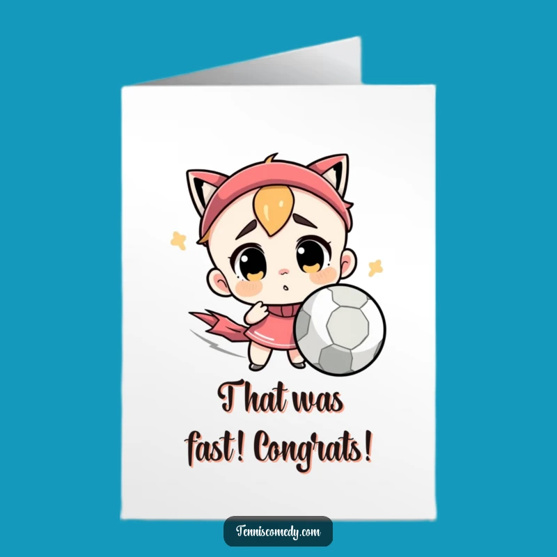 Free Printable Congrats Card: Confused Tennis Character Ball Greeting Downloadable Gift