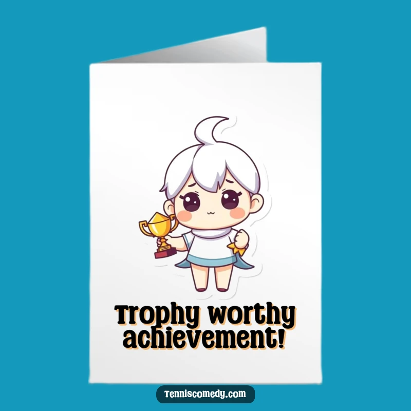 Free Printable Congrats Card: Tiny Trophy Tennis Champion Greeting Downloadable Gift