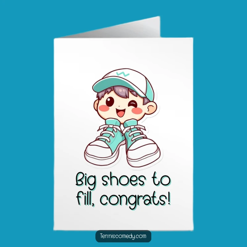 Free Printable Kawaii Tennis Shoe Congrats Card: Funny Character Downloadable Gift