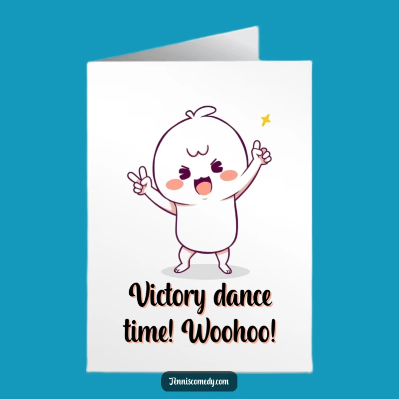 Free Printable Congrats Card: Silly Dance Kawaii Tennis Player Funny Downloadable Gift