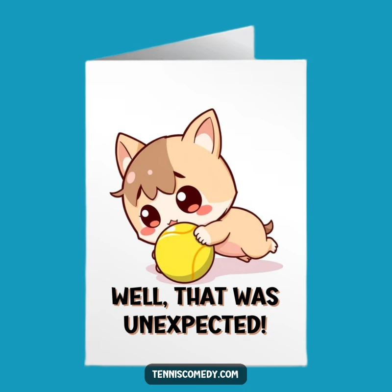 Free Printable Congrats Card: Surprised Kawaii Tennis Player Funny Downloadable Gift