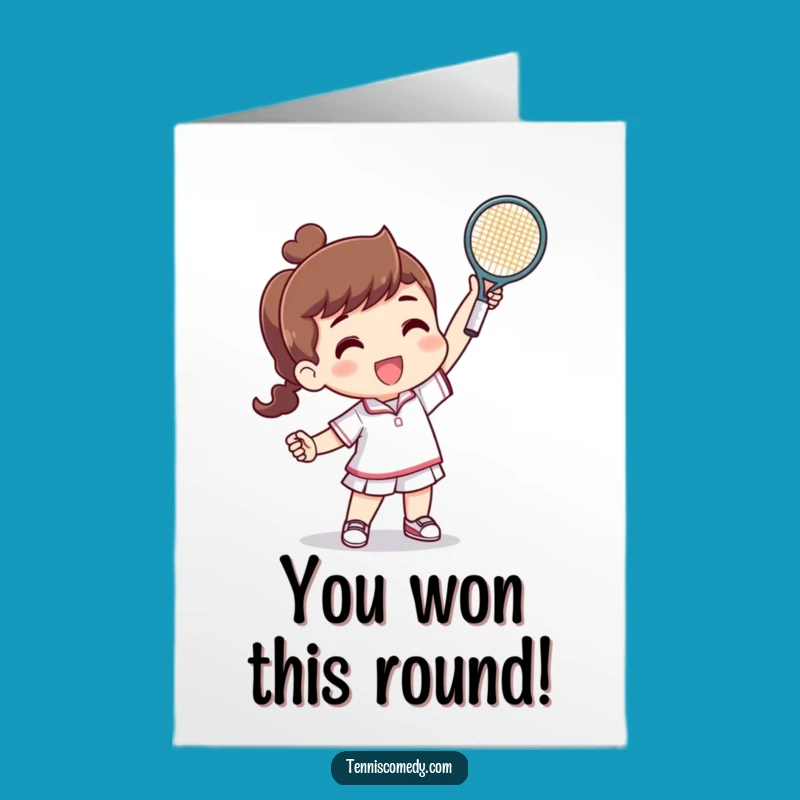 Free Printable Hilarious Tennis CONGRATS Card: Tiny Racquet Champion Wins
