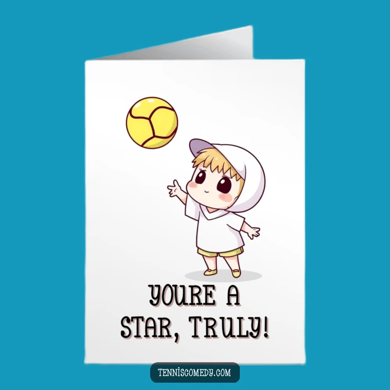 Free Printable Congrats Card: Spinning Tennis Ball Moment - Celebratory Downloadable Funny Gift!