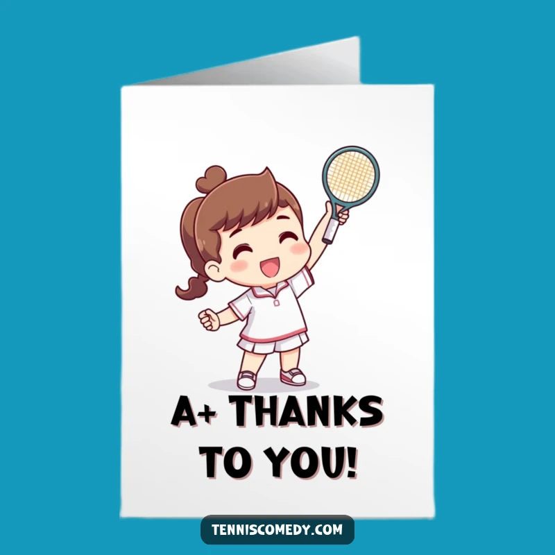 Free Printable Funny Tennis Thank You Card: Tiny Racquet Winner Expresses Thanks