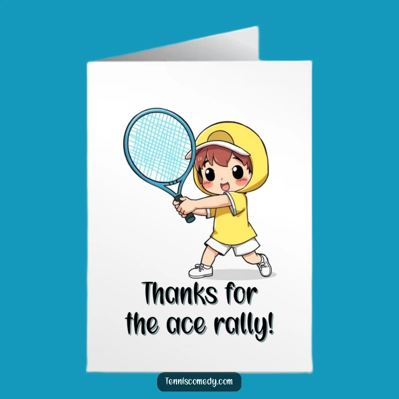 Free Printable Thank You Card: Funny Tennis Player, Humorous Downloadable Gift of Gratitude
