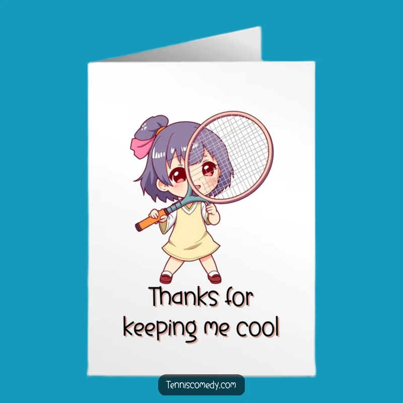 Free Printable Thank You Card: Tennis Racket Fan Cool Down Downloadable Gift