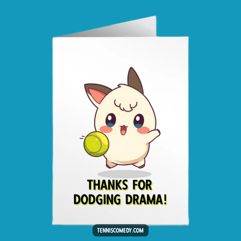 Free Printable Thank You Card: Tennis Ball Evasion, Funny Downloadable Gratitude