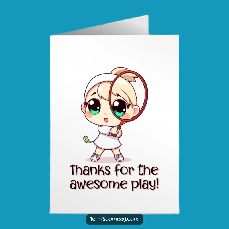 Free Printable Thank You Card: Goofy Tennis Player Gratitude - Downloadable Thanks