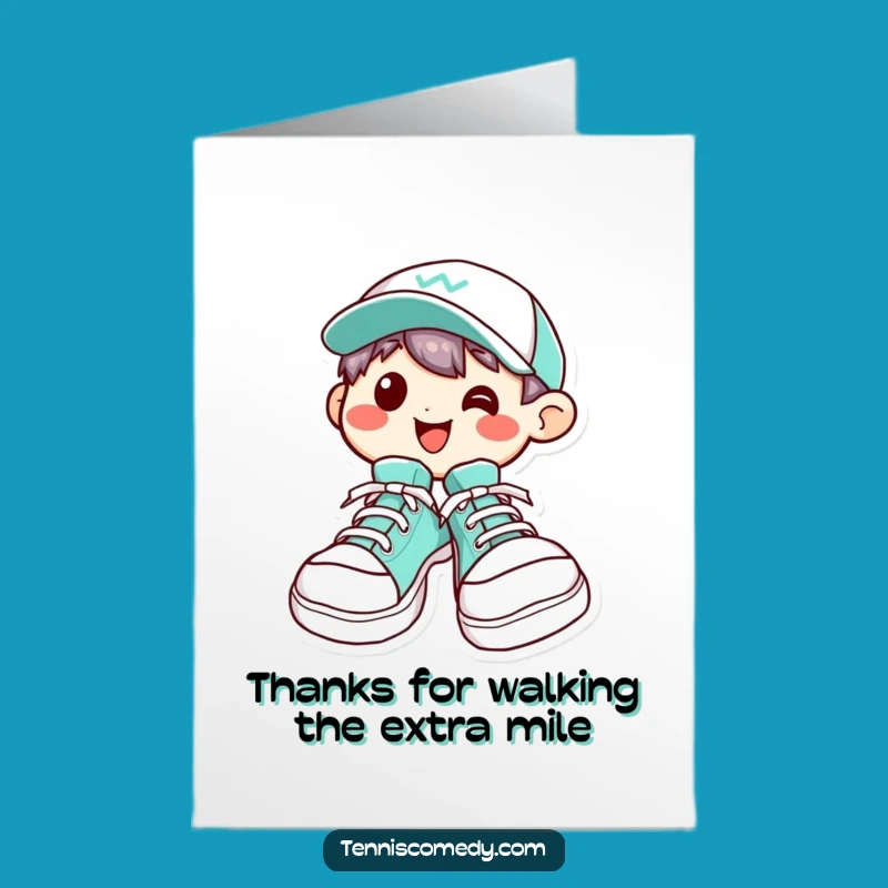 Free Printable Kawaii Tennis Shoe Thank You Card: Funny Character Downloadable