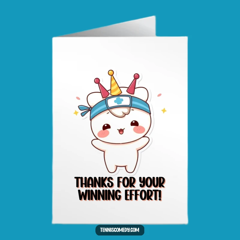 Free Printable Thank You Card: Celebrating Kawaii Tennis Player Funny Downloadable Gift
