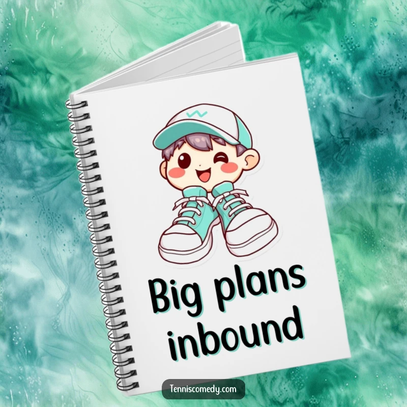 Funny Kawaii character notebook with oversized tennis shoes and a cheerful grin, ideal for journaling, notes, and doodles.