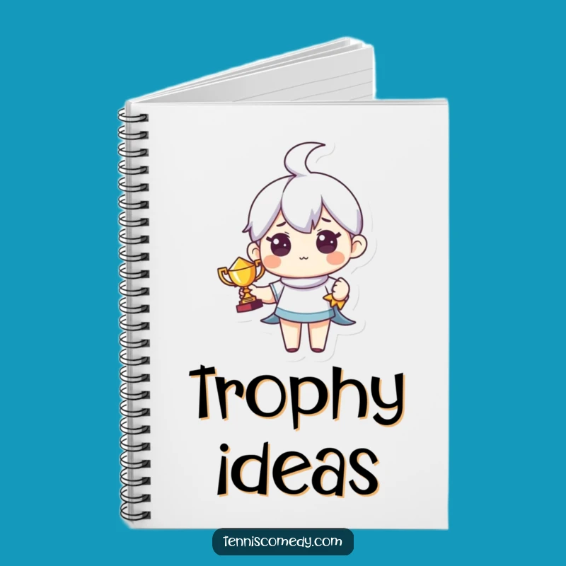 Funny Tiny Trophy Tennis Character Notebook - Proud Winner Journal