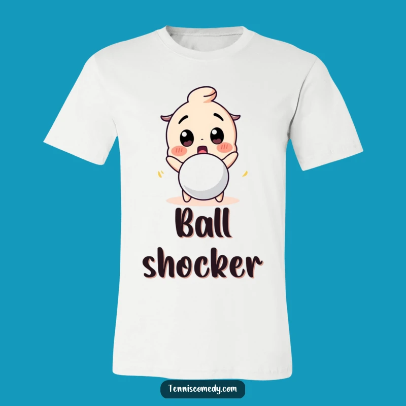 Funny Surprised Tennis Ball Character T-Shirt - Hilarious Reaction Apparel