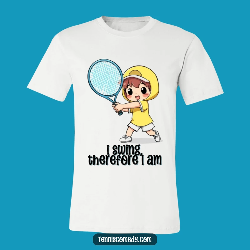 Funny Tennis Character Giant Racket T-Shirt - Hilarious Gift for Sports Fans