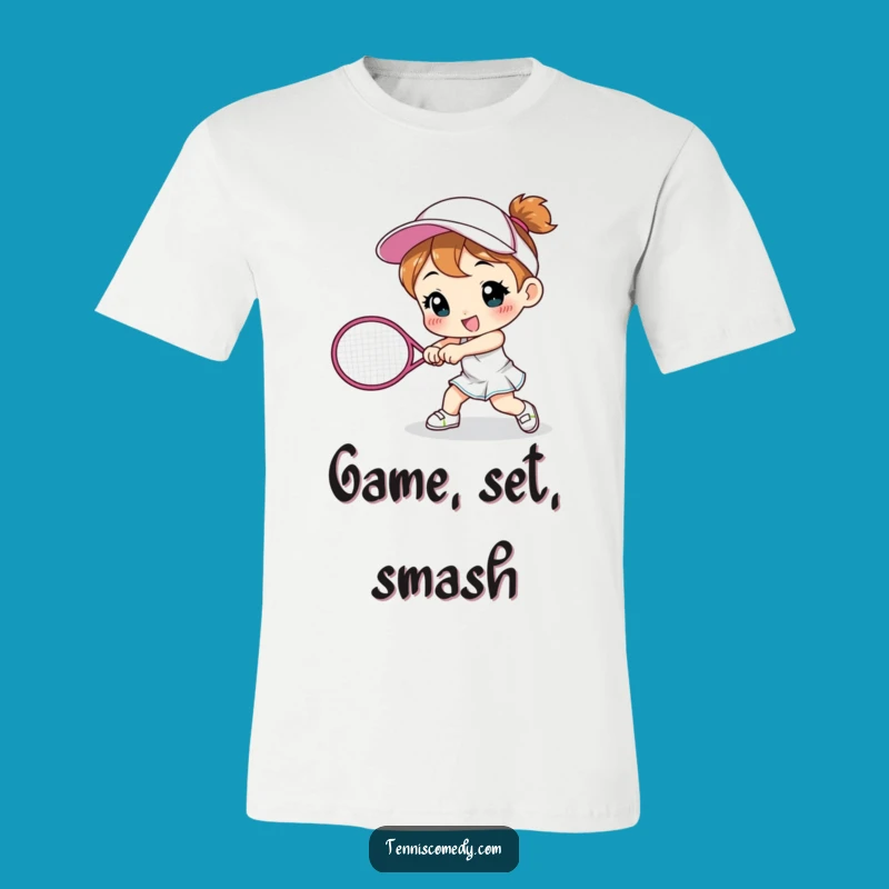 Funny Tennis Smash T-Shirt - Cute Frustrated Character Graphic Tee Gift