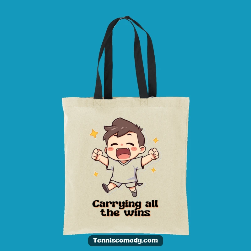 Funny Tote Bag: Cheerful Character's Winning Spirit