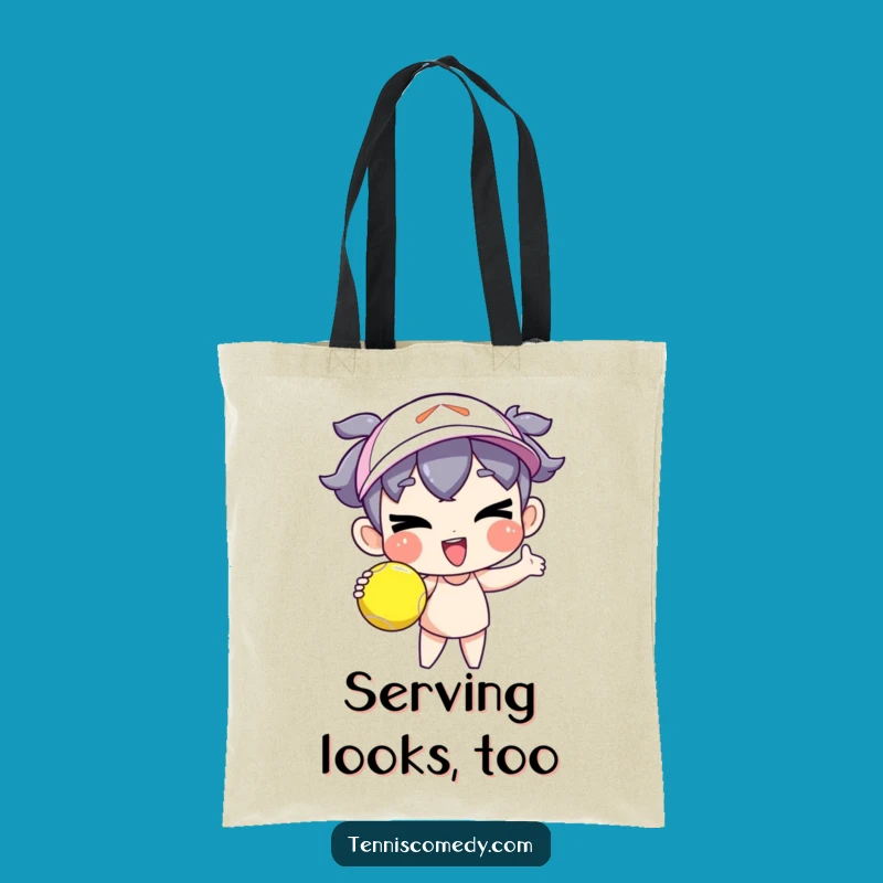 Funny Goofy Tennis Serve Tote Bag - Winking Character Accessory Gift