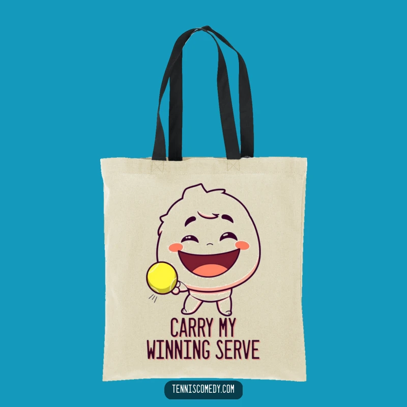 Funny Tennis Smirk Tote Bag: Playful Character Carrying Your Essentials with a Giggle