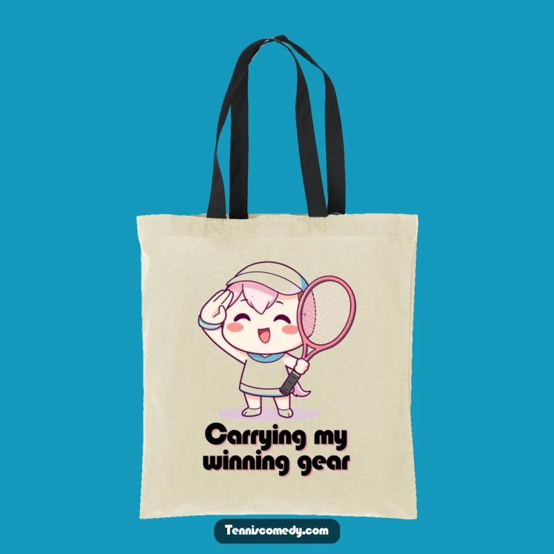 Funny Tennis Tote Bag - Kawaii Saluting Player, Chic Funny Gift for Athletes